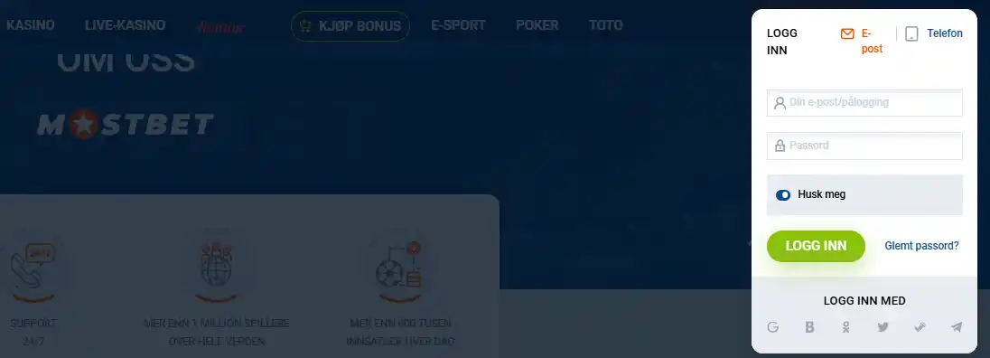 Innlogging - Tilgang til Eksisterende Konto